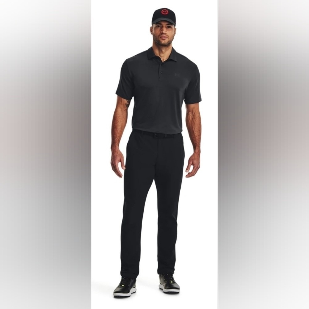 Under Armour Playoff 3.0 Stripe Polo Mens Small Black Gray Golf Shirt NEW